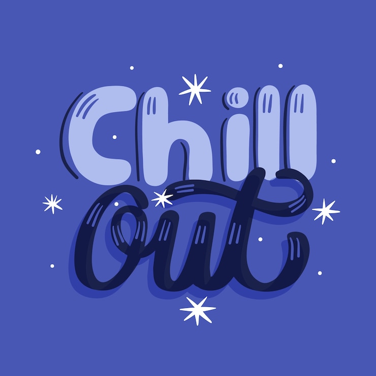 Vettore gratuito disegno di lettering chill out piatto disegnato a mano