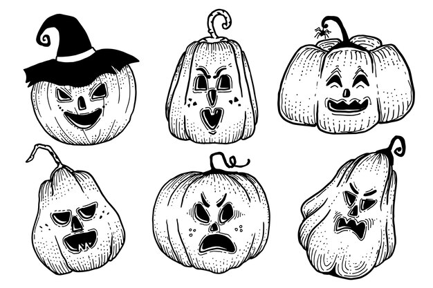 Disegno di raccolta zucca di halloween disegnato a mano