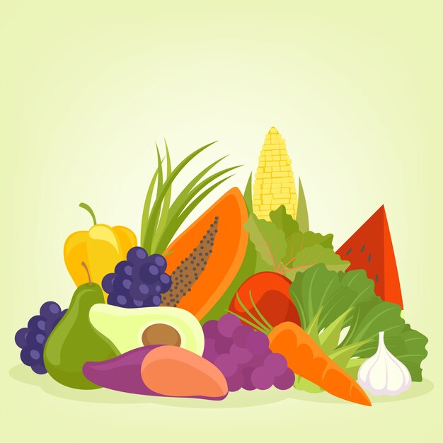 Disegno di sfondo di frutta e verdura