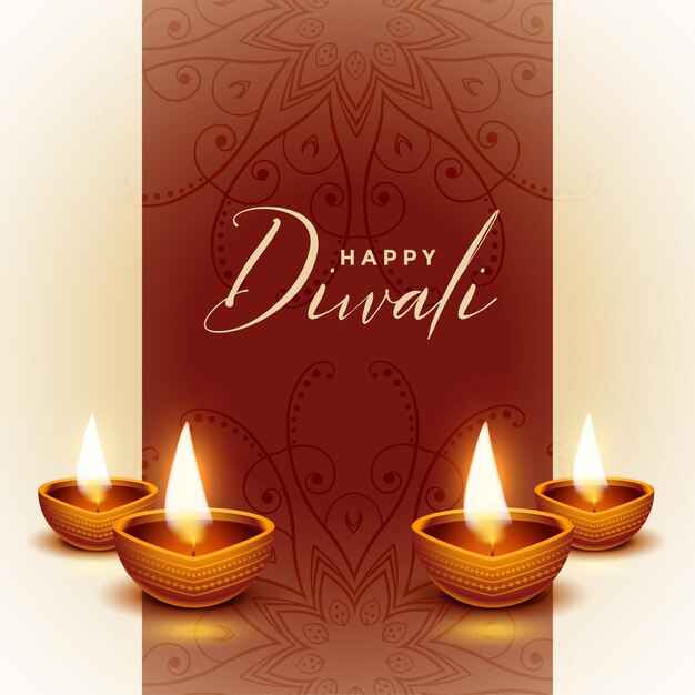 Disegno di sfondo realistico diwali diya felice