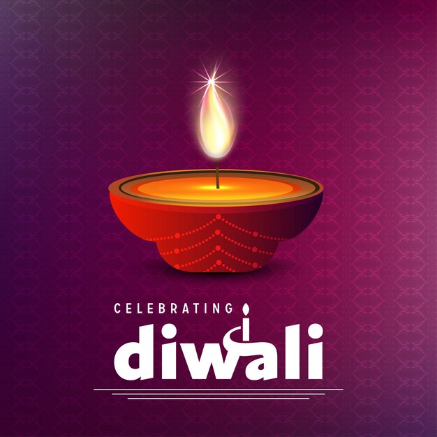 Disegno Diwali con sfondo viola e tipografia vettoriale
