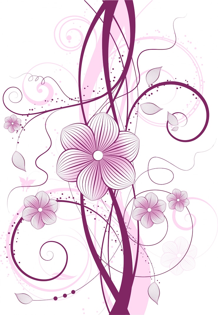 Vettore gratuito disegno floreale decorativo in tonalità di rosa