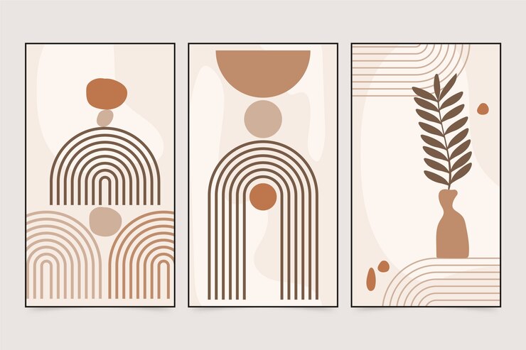 Vettore gratuito disegno piatto disegnato a mano arte murale boho