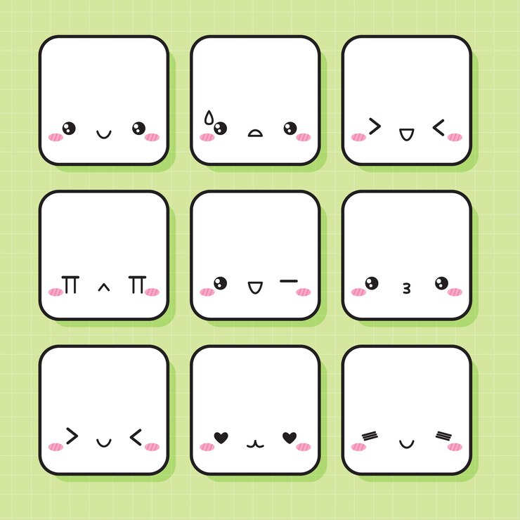 Vettore gratuito disegno piatto disegnato a mano collezione di facce kawaii