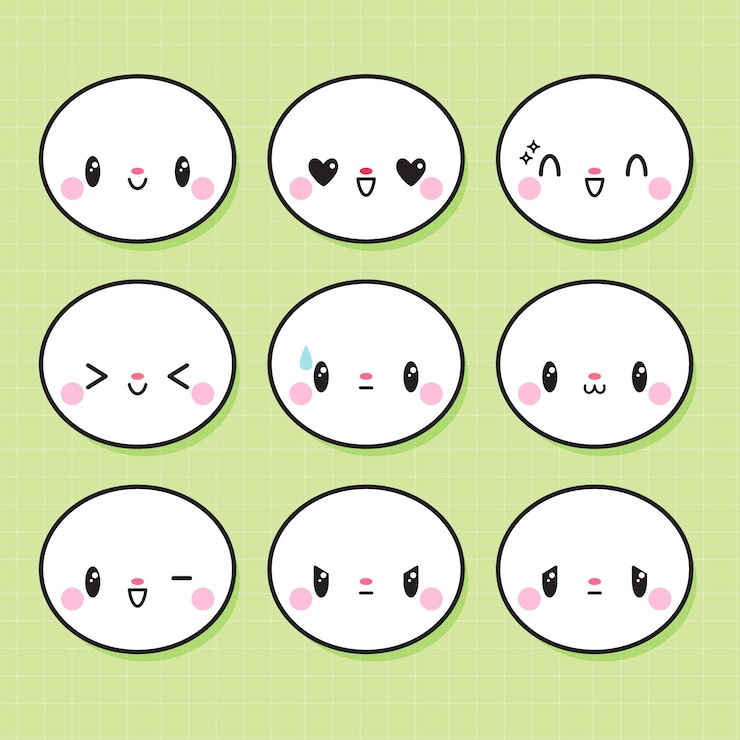 Vettore gratuito disegno piatto disegnato a mano collezione di facce kawaii
