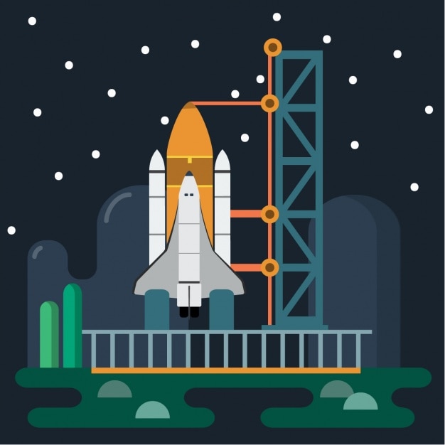 Vettore gratuito disegno spaceship sfondo