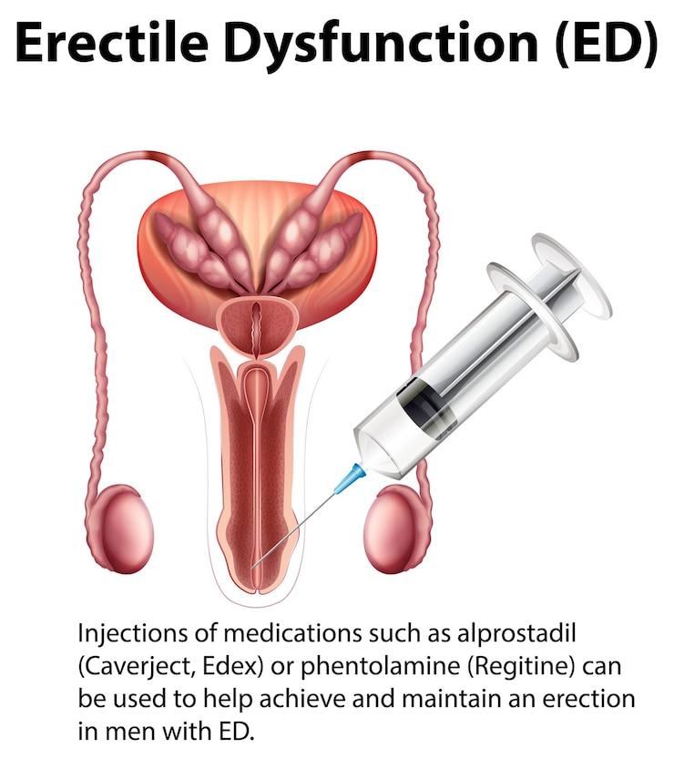 Vettore gratuito disfunzione erettile ed infografica con spiegazione
