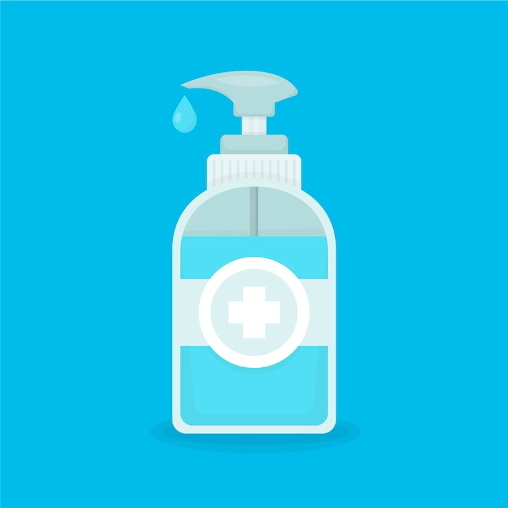 Vettore gratuito disinfettante per le mani design piatto illustrato