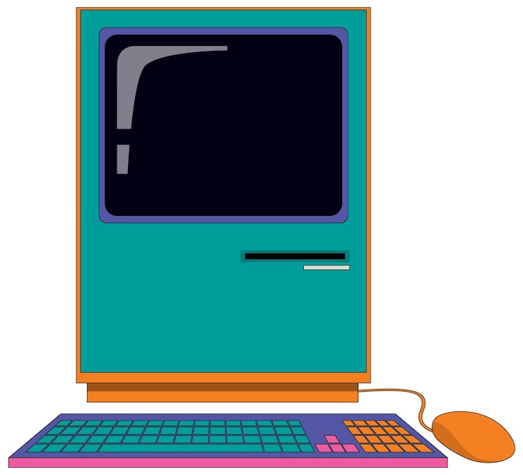 Vettore gratuito dispositivo computer retrò isolato