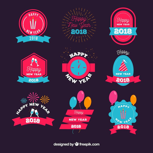 Distintivi colorati per il nuovo anno