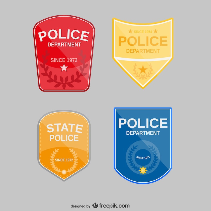 Vettore gratuito distintivi della polizia pack