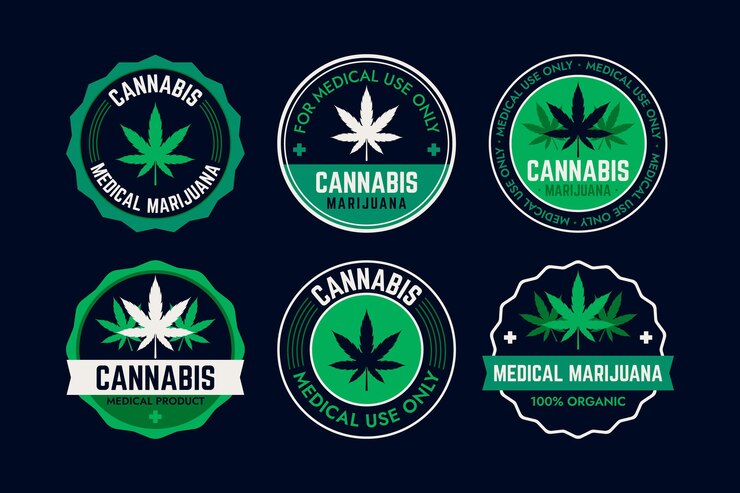 Vettore gratuito distintivi di cannabis medica