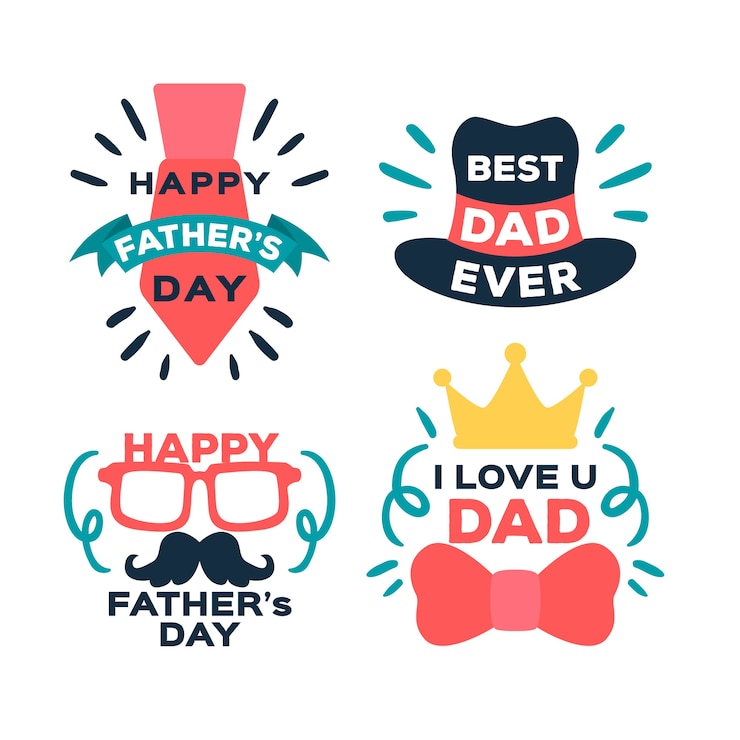 Vettore gratuito distintivi di festa del papà disegnati a mano