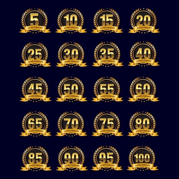 Vettore gratuito distintivi nozze d&#39;oro