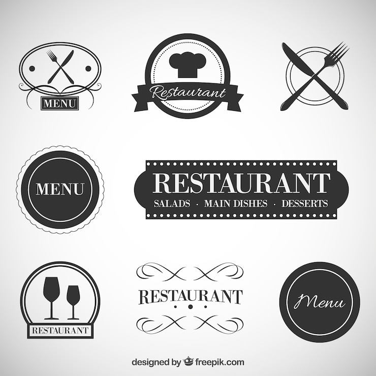 Vettore gratuito distintivi restaurant