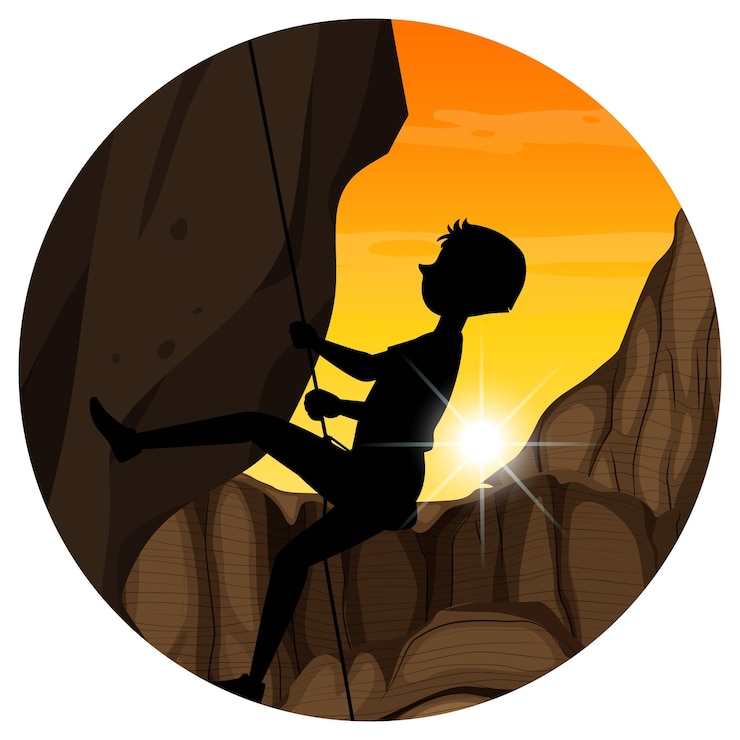 Vettore gratuito distintivo di arrampicata su roccia di sagoma