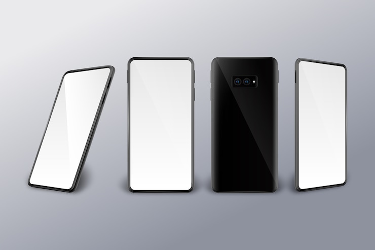 Vettore gratuito diversa prospettiva realistica di uno smartphone