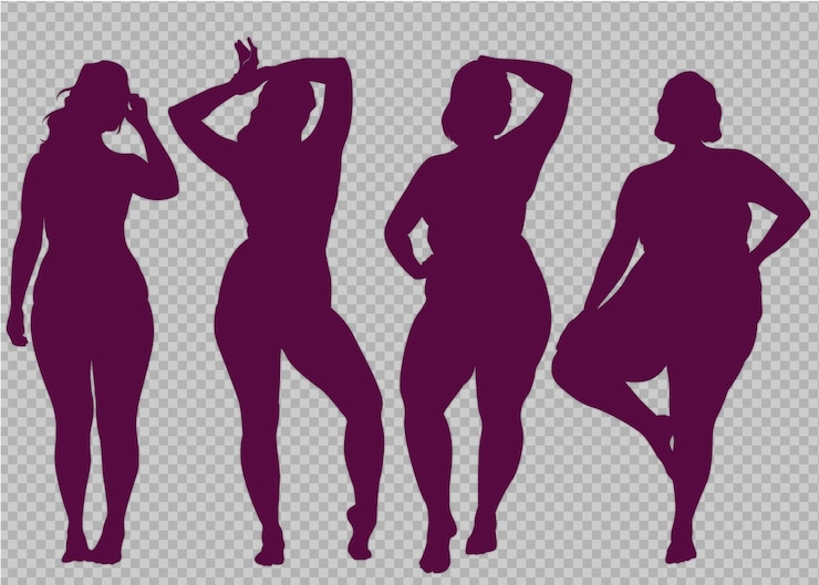 Vettore gratuito diverse forme del corpo delle donne sihlouette
