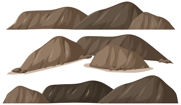 Diverse forme di rocce su sfondo bianco