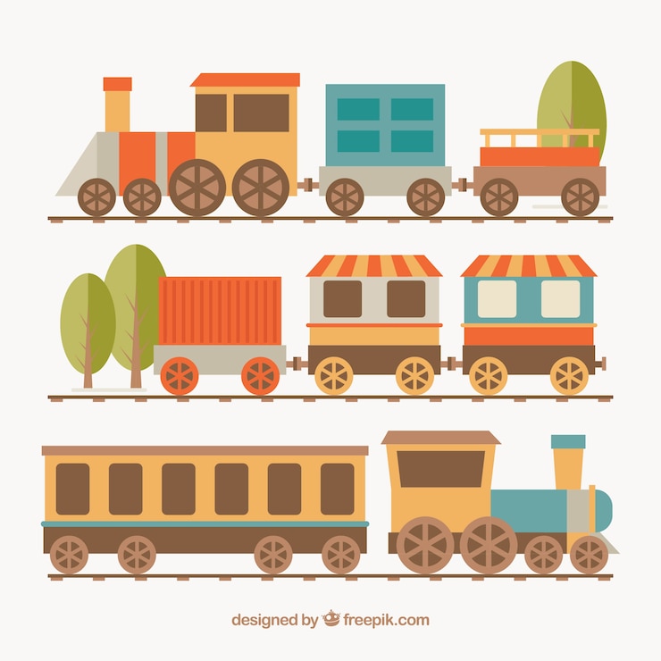 Vettore gratuito diverse locomotive con carri