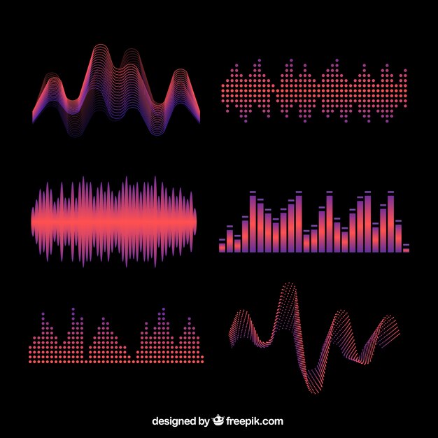 Diverse onde sonore colorate astratte