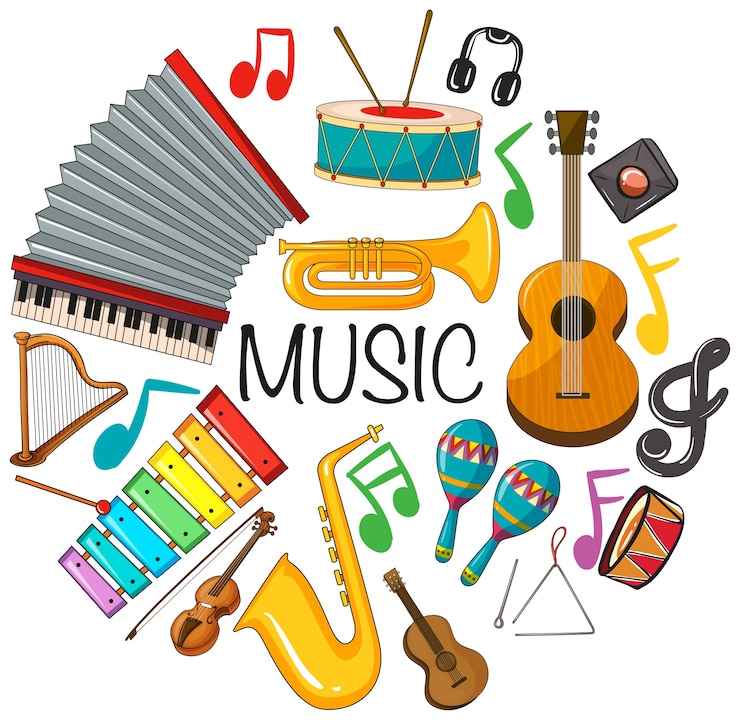 Vettore gratuito diversi tipi di strumenti musicali
