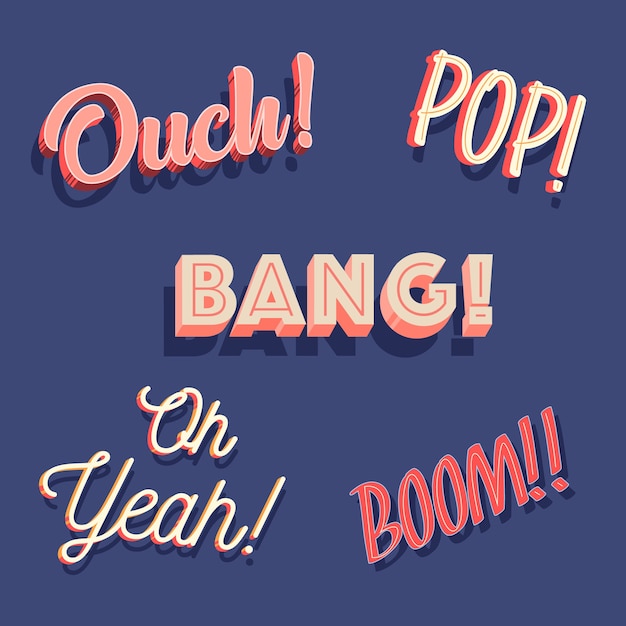 Divertente onomatopea ed espressioni scritte
