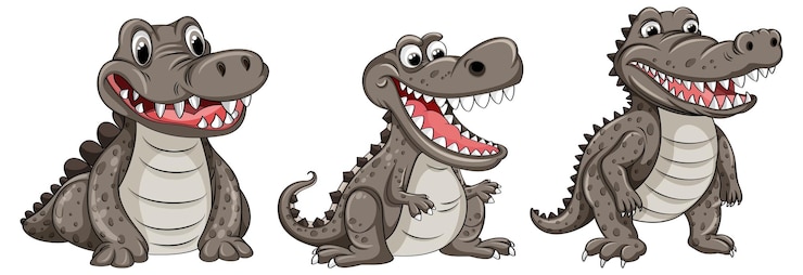 Vettore gratuito divertente personaggio dei cartoni animati di coccodrillo
