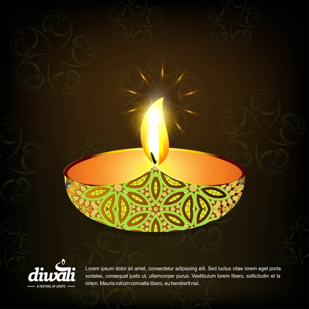 Diwali design con sfondo scuro e tipografia vettoriale