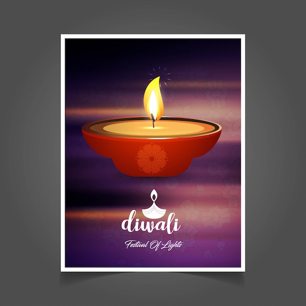 Diwali design sfondo viola e tipografia vettoriale