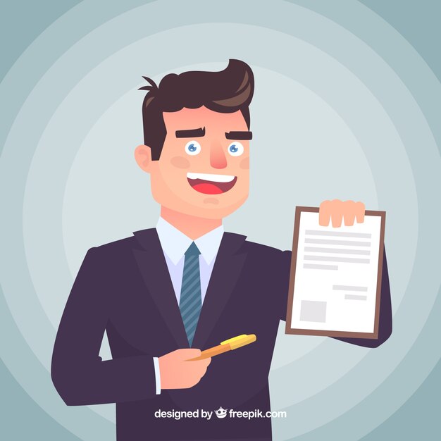 Documento di contratto di carattere piatto commesso venditore