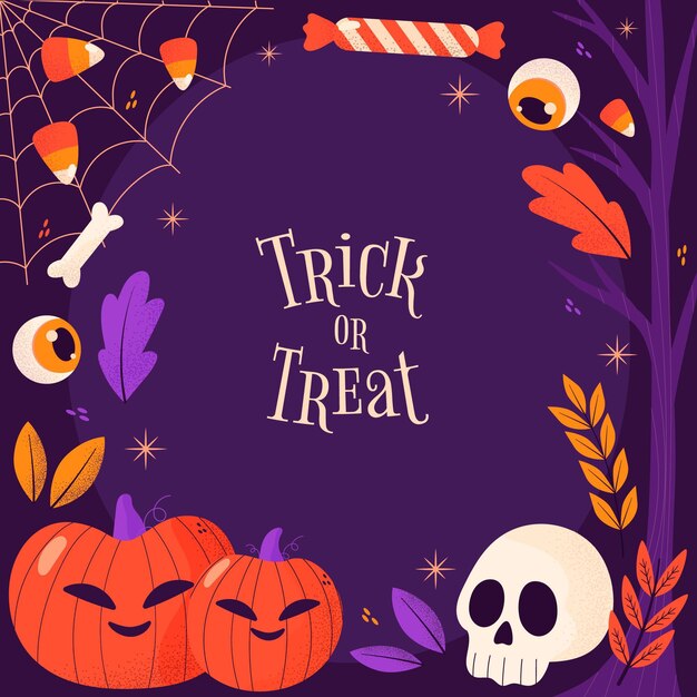 Dolcetto o scherzetto disegnato a mano cornice di halloween