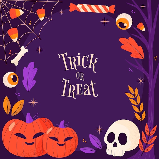 Dolcetto o scherzetto disegnato a mano cornice di halloween