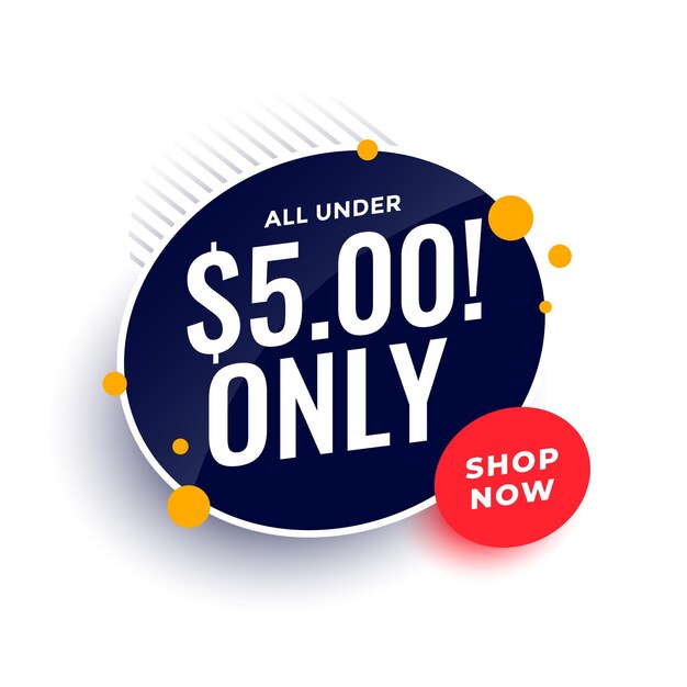 Dollaro cinque solo vendita shopping banner design