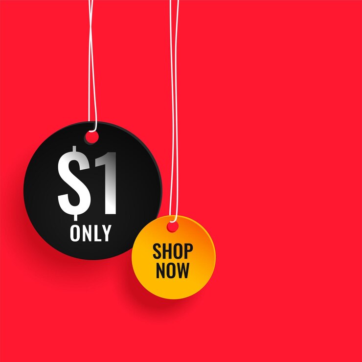 Vettore gratuito dollaro uno solo design banner per lo shopping in vendita