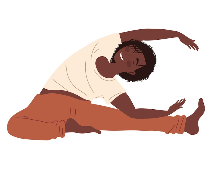 Vettore gratuito donna afro che pratica yoga