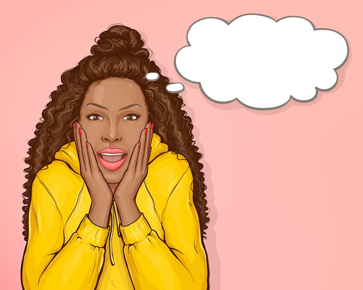 Vettore gratuito donna afroamericana sorpresa con i capelli afro