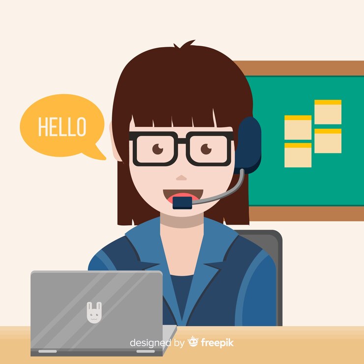 Vettore gratuito donna al call center.