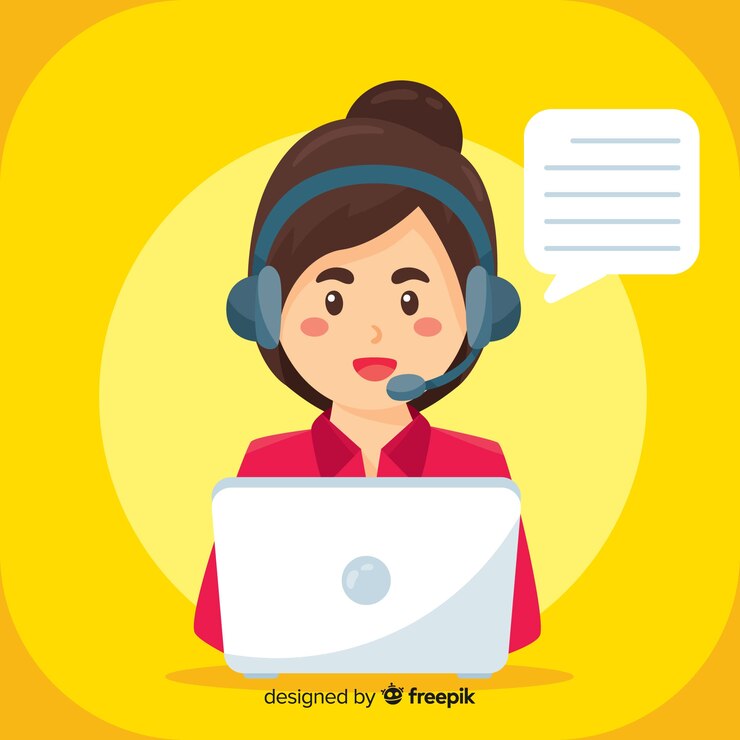 Vettore gratuito donna al call center.