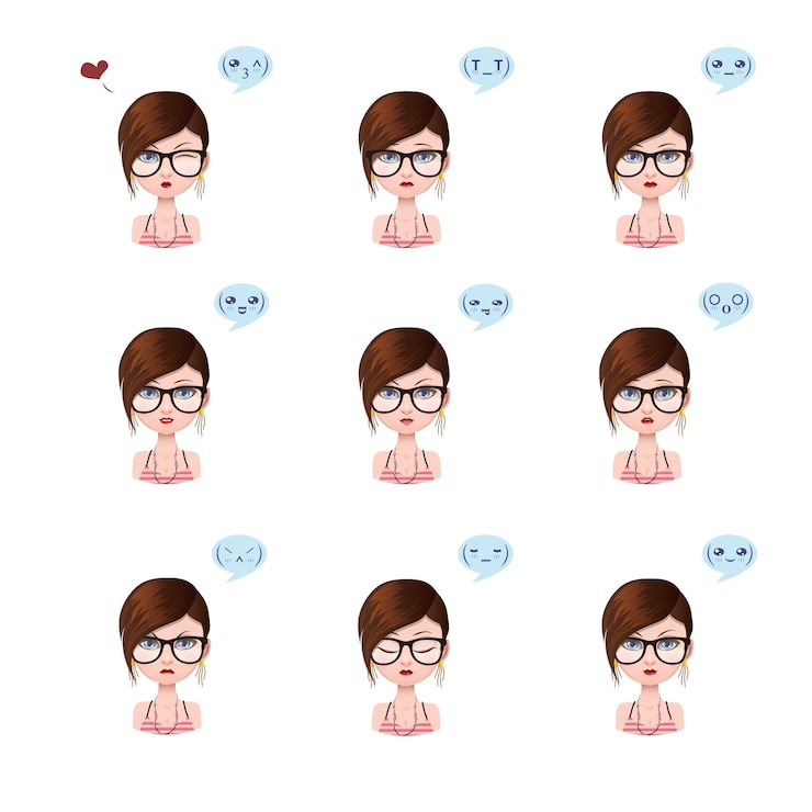 Vettore gratuito donna avatars collezione
