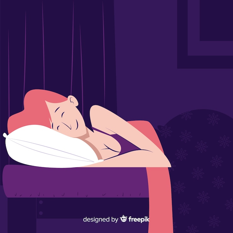 Vettore gratuito donna che dorme nel letto