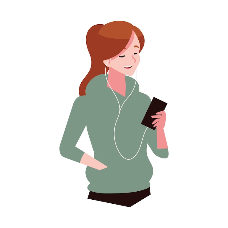 Vettore gratuito donna che usa smartphone illustrazione di ritratto isolata