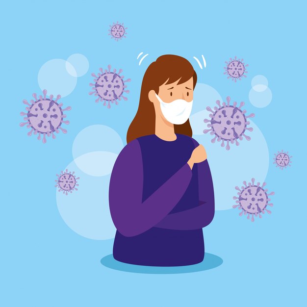 Donna con covid 19 e protezione respiratoria