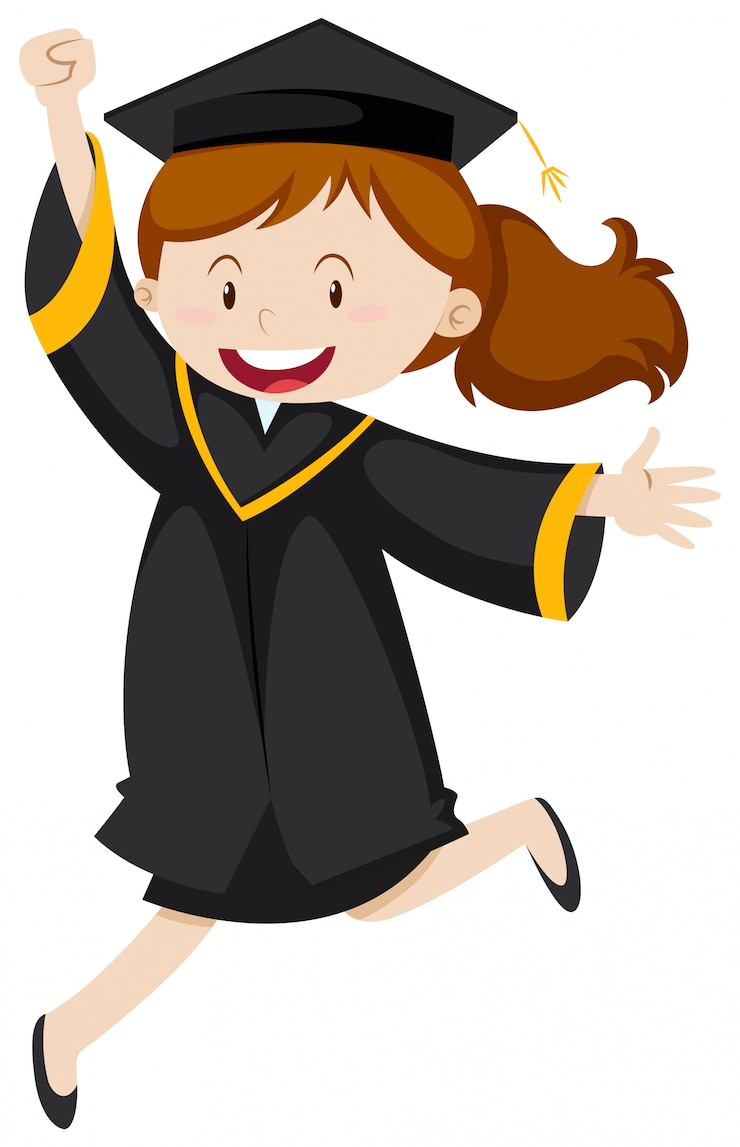 Vettore gratuito donna in abito nero di graducation