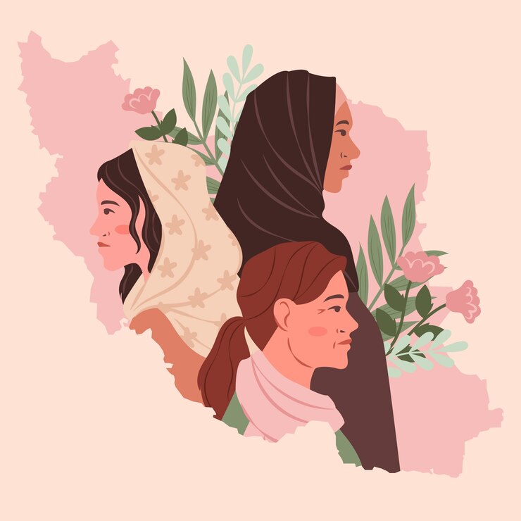 Vettore gratuito donne iraniane libere disegnate a mano