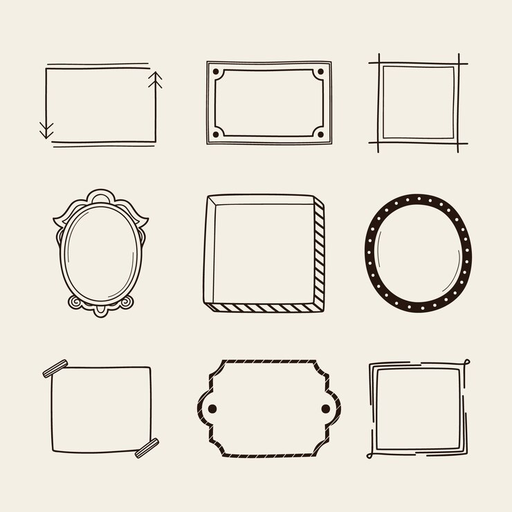 Vettore gratuito doodle cornice ornamento impostato stile disegnato a mano