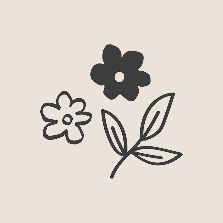 Vettore gratuito doodle fiore in nero