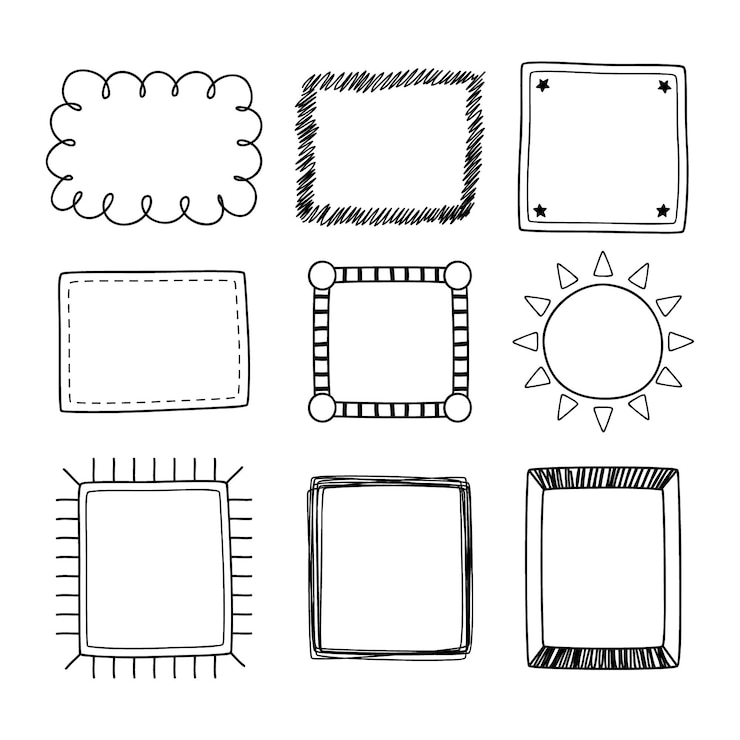 Vettore gratuito doodle frame ornament pack stile disegnato a mano