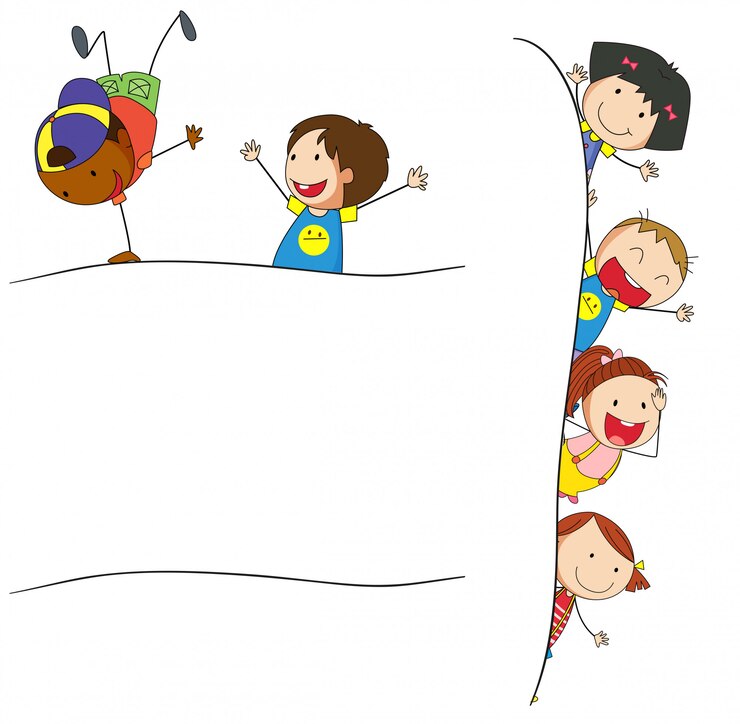 Vettore gratuito doodle i bambini sul modello vuoto