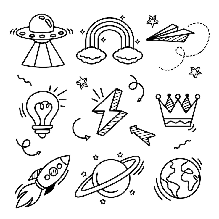 Vettore gratuito doodle illustrazioni varie disegnate a mano
